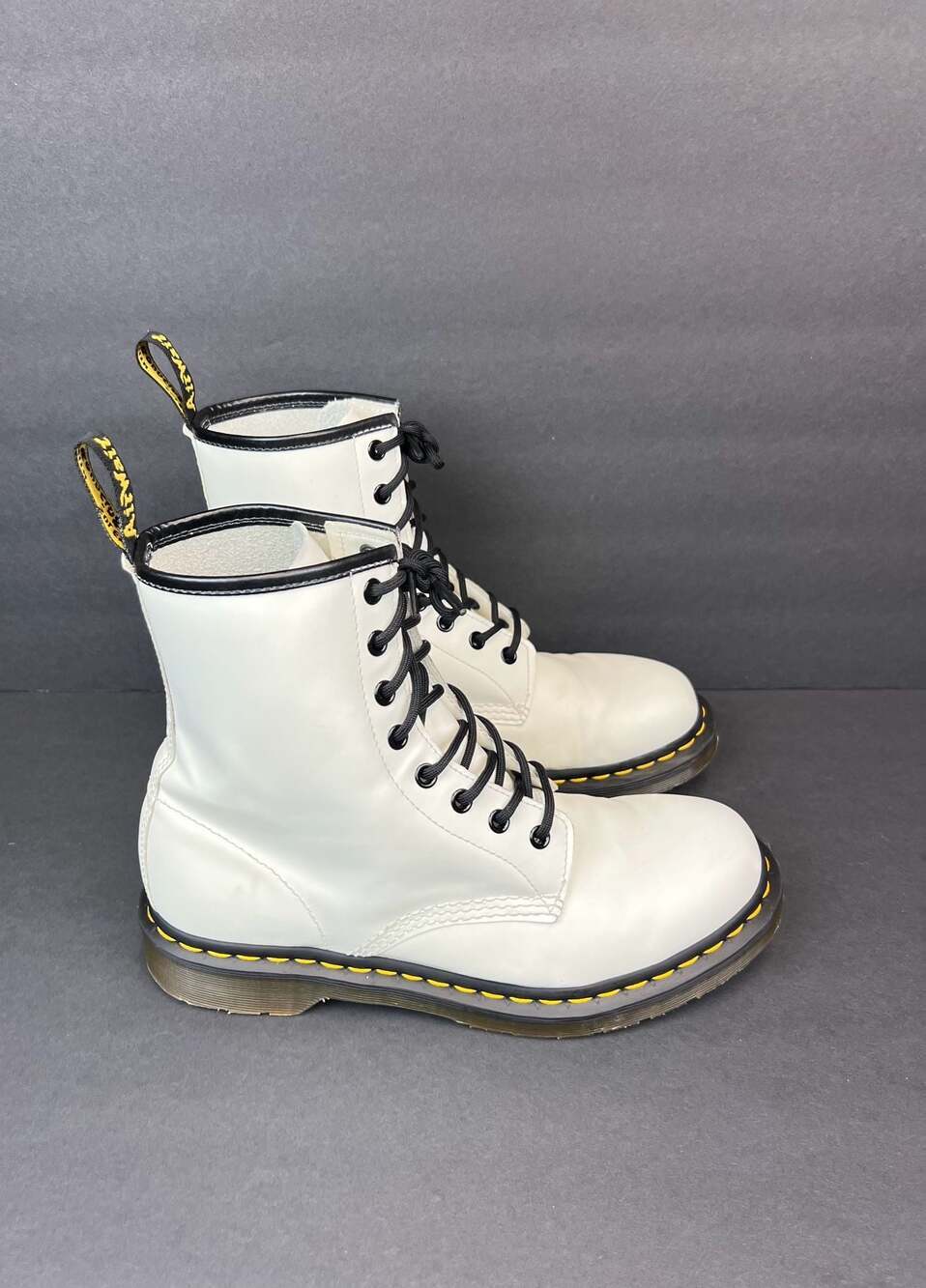 Dr. Martens 1460 Smooth Leather Lace-Up Boots in White, Women's US 9